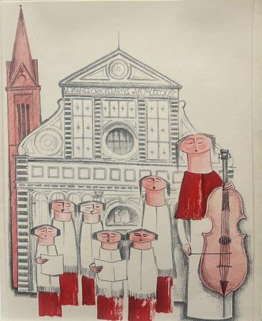 Art work by Adorno Bonciani Coro a Santa Novella - lithography paper 